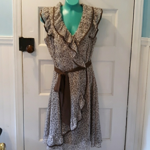 Jbs brown cream dress sz 10 boho bohemian hippie - Picture 1 of 2